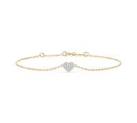 EDELIND Bracelet Cœur avec 18 Diamants 0.09 ct - Gourmette Femme Or Jaune 585 Maille Forçat - Longueur 20 cm - Bijou Classique Cadeau