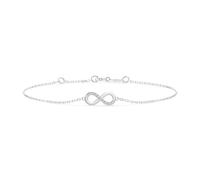 EDELIND Bracelet Infini Diamant Or Blanc 585 0.05 ct - Gourmette Femme avec 9 Diamants - Symbole Infini, Longueur 21 cm - Bijou Cadeau