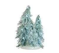 Edelman 8718861250152 Lot de 3 sapins enneigés de Noël, lumières et décorations Lumineuses, Multicolore