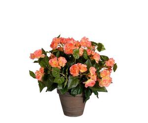 EDELMAN-Bégonia saumon artificiel en pot gris Edelman - diamètre 36 x H 37 cm