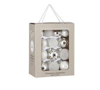 EDELMAN-Boîte de 26 boules de Noël en verre blanc - diamètre 7 cm