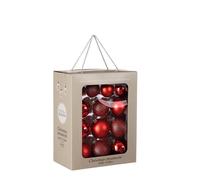 EDELMAN-Boîte de 26 boules de Noël en verre rouge - diamètre 7 cm