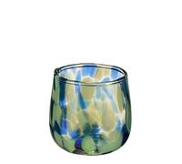 EDELMAN-Bougeoir en verre coloris bleu Carole - 7 x 7 cm
