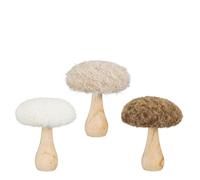 EDELMAN-Champignon décoratif pied en bois et chapeau textile - diamètre 11 x H 13 cm