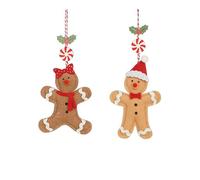 EDELMAN-Décoration à suspendre bonhomme pain d’épices marron - 14 x 9 cm