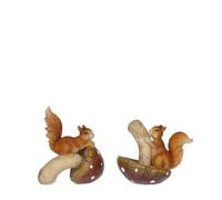 EDELMAN-Écureuil marron en résine sur champignon renversé- 11,5 x 8 x 11,5 cm