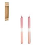 EDELMAN-Ensemble de 2 bougies flambeau dipdye rose - diamètre 2,2 x H 25 cm