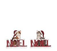 EDELMAN-Figurine chat de Noël rouge en résine - 13,5 x 5 x 11 cm