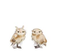 EDELMAN-Figurine décorative hibou à poser coloris beige - 15 x 11 x 9 cm