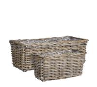 EDELMAN-Jardinière panier rectangulaire en osier gris Marcia petit modèle