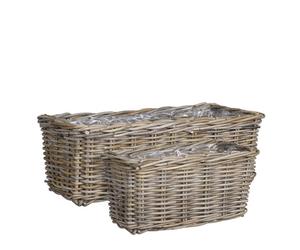 EDELMAN-Jardinière panier rectangulaire en osier gris Marcia petit modèle