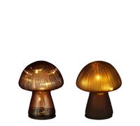 EDELMAN-Lampe champignon en verre marron 10 LED - diamètre 12 x H 15 cm