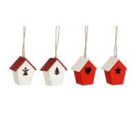 EDELMAN-Ornement à suspendre maison coloris rouge - 4 x 6,5 x 7 cm