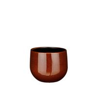 EDELMAN-Pablo pot rond coloris marron en céramique - diamètre 16 x 14 cm