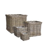 EDELMAN-Panier carré en osier gris Marcia - 27 x 27 x 25 cm
