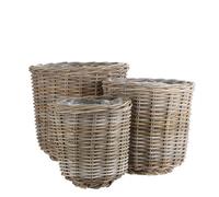 EDELMAN-Panier rond haut en osier gris Marcia - diamètre 29 x H 30 cm