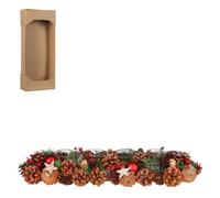 EDELMAN-Photophore branche de sapin, pommes de pin naturelles et décorations colorées Roslyn - 54 x 16,5 x 10 cm