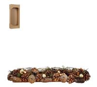 EDELMAN-Photophore sapin et pommes de pin dorée Brant - 54 x 16,5 x 10 cm