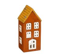 EDELMAN-Porte bougie en céramique rouge forme maison - 8 x 7 x 17,5 cm