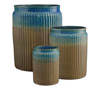 EDELMAN-Pot cylindrique en céramique coloris bleu Edelman Lugano - diamètre 39,5 x H 55 cm