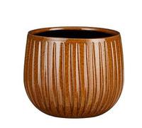 EDELMAN-Pot rond Edelman Hollande cannelé ocre Pablo - diamètre 16 x H 14 cm