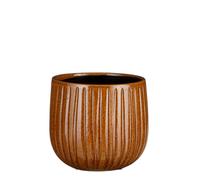 EDELMAN-Pot rond Edelman Hollande cannelé ocre Pablo - diamètre 18 x H 16 cm