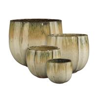 EDELMAN-Pot rond en céramique coloris crème Edelman Corsica - diamètre 29 x H 26 cm