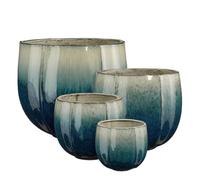 EDELMAN-Pot rond en céramique coloris pétrole Edelman Corsica - diamètre 29 x H 26 cm