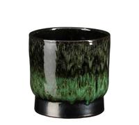 EDELMAN-Pot rond Thiago coloris vert en terre cuite - diamètre 17 cm x 15 cm