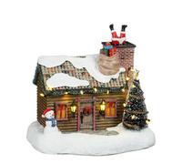 EDELMAN-Scène lumineuse avec maison et Père Noël dans la cheminée sur piles - 20,5 x 20,5 cm