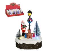 EDELMAN-Scénette lumineuse avec Père Noël et jouets ourson sur piles - 9,5 x 13 cm