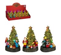 EDELMAN-Scénette lumineuse sapin de Noël multicolore avec personnages et cadeaux - 10 x 16 cm