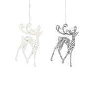 EDELMAN-Suspension ornement cerf blanc coloris beige - 13 x 8 x 1 cm