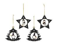 EDELMAN-Suspension ornement étoile arbre coloris noir en bois - 1 x 10 x 10 cm