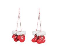 EDELMAN-Suspension ornement gant chaussette coloris rouge en bois certifié FSC - 8,5 x 6,5 x 2 cm