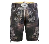 Edelnice Trachtenmode Pantalon court en cuir de chèvre de qualité supérieure - Différents modèles - Taille 44-64, marron foncé, W46