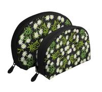 Edelweiss Alpin Suisse Floral, Trousse de Maquillage Coquille Femme Petit Porte-Monnaie Trousse de Toilette Trousse à cosmétiques 2 pièces