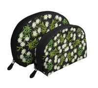 Edelweiss Alpin Suisse Floral, Trousse de Maquillage Coquille Femme Petit Porte-Monnaie Trousse de Toilette Trousse à cosmétiques 2 pièces