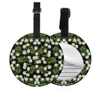 Edelweiss des Alpes suisses,Étiquettes à bagages en cuir PU, étiquette nominative de voyage résistante, lot de 2