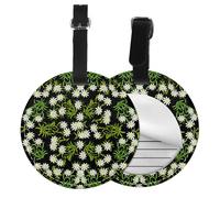 Edelweiss des Alpes suisses,Étiquettes à bagages en cuir PU, étiquette nominative de voyage résistante, lot de 2