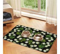 Edelweiss des Alpes suisses Floral,Tapis d'alimentation pour Animaux de Compagnie, Sets de Table en Cuir PU pour Chats et Chiens,40x60cm