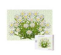 Edelweiss Fleurs de Montagne suisses,Puzzle Familial en Bois de 300 pièces pour Adultes et Adolescents, décoration d'intérieur