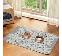 Edelweiss Moderne Fleurs des Alpes suisses,Tapis d'alimentation pour Animaux de Compagnie, Sets de Table en Cuir PU pour Chats et Chiens,30x45cm