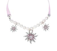 Edelweiss Pearl Necklace with Clear & Pink Strass -