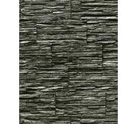 EDEM Papier peint quartzite ardoise en relief 1003-34 vinyle très résistant aspect pierre gris foncé anthracite 5,33m2