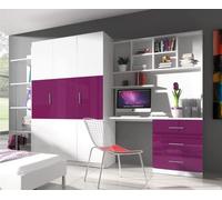 EDEN 3A Ensemble de meubles de chambre à coucher modernes avec penderie, bureau, bibliothèque et étagère, parfait pour décoration de chambre à coucher de garçon, fille, enfant ou adolescent Violet