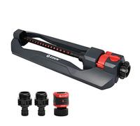 Eden 94105 - Arroseur d'eau oscillant 2 Voies réglable pour Cour avec kit de démarrage à Connexion Rapide, Couvre jusqu'à 3 600 m², Base Lourde