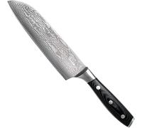 Eden Couteau De Cuisine Santoku 18 cm Classic Damast EQ2030-318 Couteau de Chef Japonais pour Couper, Concasser et Transvaser, Acier de Damast