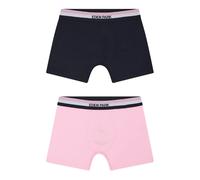 Eden Park - Lot de deux boxers en jersey de coton stretch unis à ceinture élastique tricolore marine et rose - Eden Park - Femme - Sous-vêtements - Multicolore - Taille: 38 FR
