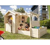 Eden Partenaire Jardin Maisonnette pour enfant en bois brut Dino - 290 x 116 x 163 cm - GA5060